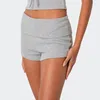 Pijama feminino shorts cor sólida/listra cintura baixa fino confortável dormir verão casual bottoms homewar