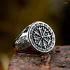 Cluster Rings BEIER 2024 Design Stainless Steel Viking Compass Ring Runic Nordic Totem Odin Jewelry Vintage Wholesale