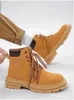 Men Retro Work Shoes Autumn Winter Thick Bottom High Top Non Slip Warm Casual Boots Leather Laceup Big Head Tooling Boots 2023 240126