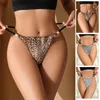 Calcinha feminina uma peça sem costura roupa interior sexy confortável respirável leopardo impressão cintura baixa tanga cintura fina