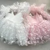 Платья для девочек, 3D платье с бабочками для маленьких девочек, кружевное праздничное платье на подтяжках, детское праздничное платье с бантиками, платье для детей 1 года