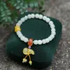 Strand Hetian Jade String 7 8 Mm Pendant Bracelet Gift Beaded Bangle Men Women Holiday Gifts Luxury Fine Jewelry