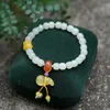 Strand Hetian Jade String 7 8 мм Подвеска Браслет Подарочный браслет из бисера Мужчины Женщины Праздничные подарки Роскошные ювелирные изделия