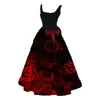 Casual Dresses Ladies' Halloween Red Party Sexy Sleeveless Dress With Crew Neck Long Sleeve Women Evening