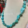 Hangers Natuurlijk Turquoise 10-14mm Onregelmatige Edelsteen Mala Ketting 18" Kralen Geluksmanchet