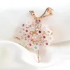 Brooches Luxury Crystal Brooch Ballerinas Dancer Breastpin Colorful Flower Alloy Plated Women Girls Gift