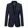 Manliga blazers Slim Elegant Suit Blazer Business Formal Party Long Jacket For Men One Button Lapel Casual Pockets Top 240125