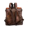 学校のバッグ高品質A4ビンテージグレーイエローレッドコーヒートップグレイン穀物本物の革日デイリーレザーデイリーレザーバックパックカウハイド女性旅行袋M8061