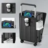 Valises Chariot Bagages En Gros Avant Première Classe Ouvert Valise Multifonctionnelle Avec Chargement USB Et Porte-gobelet Carry On Set