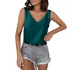 Damen-Tanks, ärmellose Hemden, Satin-Seiden-Tanktops für Frauen, solides V-Ausschnitt-Shirt, Sommerbluse, Basic-Unterhemd, elegante Bürodame