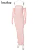 Casual Jurken Hawthaw Vrouwen Elegante Strapless Party Club Bodycon Roze Potlood Lange Jurk 2024 Zomer Kleding Groothandel Artikelen Voor Business