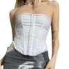 Débardeurs pour femmes Femmes Taille unique Corset Crop Tops Vêtements d'été Blanc Floral Hors épaule Tube Tube Sexy Club