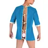 Bh Sets Heren Sexy Nat PVC Leer Hollow Out Ronde Hals T-Shirt Tops Cosplay Kostuum Half Mouw Exotische Kleding Clubwear