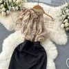 Casual Dresses Summer Design Sense Chiffon Splicing Bow Hanging Neck Type Waist Package Hip Evening Dress