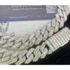 Säljer 15mmt Square 925 Silver Inset Moissanite Hip Hop Cuban Chain Mai Ah Secret Simulation Drill Collar