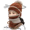 베레모 성인 풍력 모자 사이클링 스키 스카프 세트 따뜻한 니트 캡 페이스 마스크 세트 겨울 하이킹 스카프