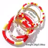 Braccialetti a maglie Go2boho 5 pezzi Set di gioielli Heishi Regali per l'anno 2024 Bracciale con perline in argilla placcata oro 18 carati per le donne San Valentino Alla moda