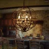 Lustres Rustique Orb Lustre Ferme Cuisine Île LED Bar Lumière Cristal Loft Rétro Noir Rond WF1027