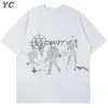ヴィンテージゴシック特大のメンズTシャツハラジュクヒップホップトップス美的グラフィックプリントY2K衣料品ストリートウェアファッション韓国ティー240126