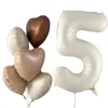 Украшение для вечеринки, 6 шт., ретро-карамельно-бежевые кремовые воздушные шары из фольги с цифрами, 18 дюймов, сердце для детей 1, 2, 3-го дня рождения, детский душ