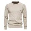 AIOPESON Argyle Basic Men Sweaters Solid Color Oneck Long sleeve Knitted Male Pullover Winter Fashion Warm for 240119