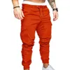 Drop Fashion Men Jogger Pants Casual Solid Color Pockets Waist Drawstring Ankle Tied Skinny Cargo Pants Size XS-4XL 240124