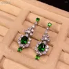 Boucles d'oreilles pendantes éblouissantes en argent 925, goutte pour fête, Total 1,8 ct, Chrome naturel Diopside, bijoux plaqués or sans allergie