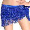 Scene Wear Fashion Sequins Belly Dance Hip Scarf Women Klädbälten Strips Rektangel fransar Tillbehör Glänsande tofs kjol