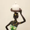 Northeuins resina mulher preta castiçal estatuetas africano decoração exótica castiçal estátua mesa de jantar topo decoração objetos 240130