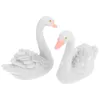 Garden Decorations 2 Pcs Decorative Ornaments Swan Figurines Home Small Cake Topper Outdoor And Statues Resin Household