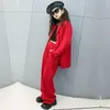 Girls Red Blazer Suits Clothing Sets Spring Autumn Kids JacketsPants Fashion Loose Formal Teenager Casual Outfits 5-14Years Old 240122