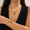 Anhänger Halsketten Grünes Quadrat Zirkon Strass Schlüsselbeinkette Halskette Für Frauen Leichter Luxus Modeschmuck Minimalistische Accessoires