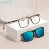 Män fyrkantiga polariserade klipp på solglasögon mode lättvikt flexibel tr90 vintage glas ramar för gradlinser 240131