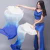 Scen Wear Selling Kid and Women Belly Dancing Fan 1 Pair Gradient Color Dancer Practice Long Real Silk 150/180x90cm Fans