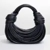 Knot Luxury bag HandPure Designer Venata 2024 Hand Knotted tote Boteega Double Rope Woven Evening Womens Bags Calf Le L0TS