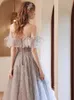 Elegant Boho Mother of the Bride Dresses Sequined Wedding Guest Dress Off Axel Evening Gowns Wedding Gästklänningar Brudgum Mamma Formell kväll bär kvinnor promenad klänning