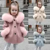 Yürümeye başlayan kızlar kış rüzgar geçirmez ceket çocuklar sıcak polar kapüşonlu dış giyim ceket 240202