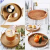 Dinnerware Sets Portable Woven Meal Basket Kitchen Storage Baskets Rattan Plate With Handle Birthday Gift Tray Retro Fruit