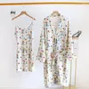 Vêtements de Nuit pour Femmes Pyjamas imprimés de Dessin animé Gaze Coton Kimono Japonais Chemise de Nuit Princesse Costume de Maison Ensemble Deux pièces Confortable Robe de Nuit Mignonne