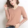 Damestruien 2024 Spring herfst Solid Color Fashion V-Neck Lange Mouw Knitting Sweater Vrouwen Casual Loose Chique All-match pullovers tops