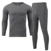 Homens Tracksuits Mens Primavera Outono e Inverno Simples Cor Sólida Grossa Roupa Interior Térmica Conjunto Leggings Bottoming Camisa Roupas Masculinas