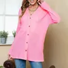 Women's Jackets Women Soft Thermal Knit Shirt Long Sleeve Oversize Sweater Top Sleep Solid Color V Neck Button Cardigans Lady Outfits