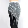 Scen Wear Sparkly Belly Dance Costumes Sequins Tassel Hip Scarf för kvinnor som dansar midjekedjan triangel