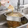 Vegetable Fruit Filter Sink Shelf Stainless Steel Triangular Drain Holder Hanging Storage Strainer Basket Kitchen Tool Accessor 240131