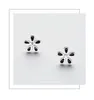 Stud Earrings Fashion Black Stone 925 Sterling Silver For Women Ladies Flower S925 Earring Jewelry Accessories