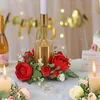 Decorative Flowers Artificial Wreath Elegant Candlestick Garland Table Party Decoration Candle Holder For Long-lasting Home