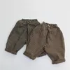 Брюки, весна 2024, повседневные брюки в вертикальную полоску для мальчиков и девочек, детские льняные хлопковые универсальные брюки