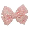 Hair Accessories CN 2pcs/lot 4" Plain Rhinestone Bows With Black Clips Kids Girls Crystal Jelly Hairgrips