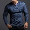 Grafisch Reliëfpatroon Mode Dagelijks Casual Heren 3D Print Henley Shirt T-shirt Lange Mouw Lente Herfst Kleding 240130