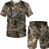 Survêtements pour hommes Wild Animal Camouflage Chasse T-shirt Ensemble 3D Summer Tee Shorts Costume Mode Casual Col Rond Manches Courtes Sports